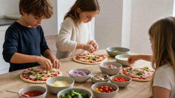 Organiser une soirée pizzas maison où chaque enfant compose sa recette