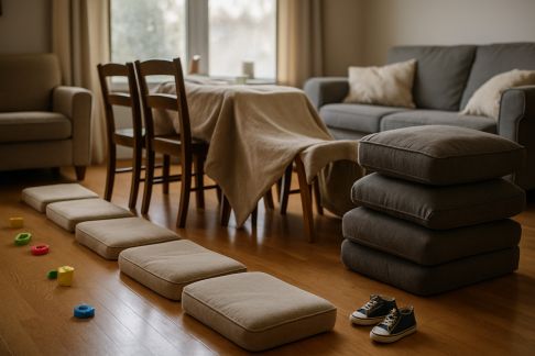 Mise en place d’un parcours motricité maison pour les jours pluvieux